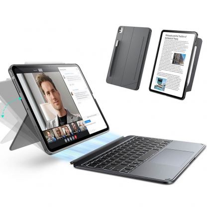  Полиуретанов калъф с отделяща клавиатура и поставка за iPad Pro 11 (2025), iPad Pro 11 (2024) - ESR Shift Magnetic Hybrid Keyboard Case (тъмносив)