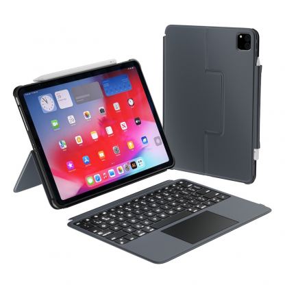 Полиуретанов калъф, клавиатура, тракпад и поставка за iPad Air 11 (2024), iPad Air 5 (2022), iPad Air 4 (2020), iPad Pro 11 M2 (2022), iPad Pro 11 M1 (2021), iPad Pro 11 (2020) - Macally Wireless Touchpad Keyboard Case US (черен)