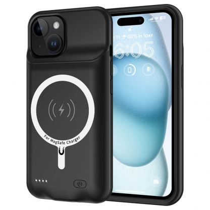 Кейс с вградена батерия и MagSafe за iPhone 15 Plus - Techsuit Power Pro Battery MagSafe Case 8500mAh (черен)