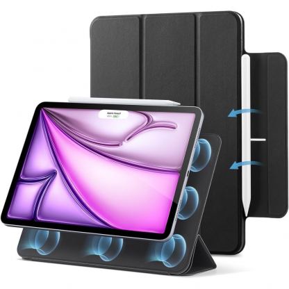 Магнитен полиуретанов калъф с поставка за iPad Air 13 (2025), iPad Air 13 (2024), iPad Pro 12.9 M2 (2022), iPad Pro 12.9 M1 (2021), iPad Pro 12.9 (2020) - ESR Rebound Magnetic Case (черен)