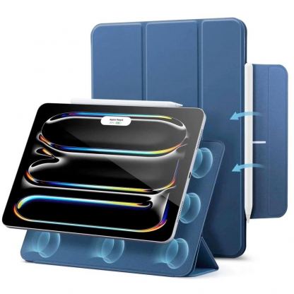 Магнитен полиуретанов калъф с поставка за iPad Pro 11 (2024), iPad Pro 11 (2025) - ESR Rebound Magnetic Case (тъмносин)