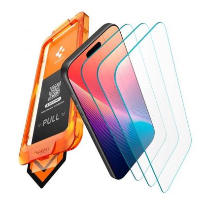 3 броя стъклени защитни покрития за дисплея на iPhone 17 Pro - Spigen Glass tR AlignMaster S Tempered Glass 3 Pack (прозрачен)