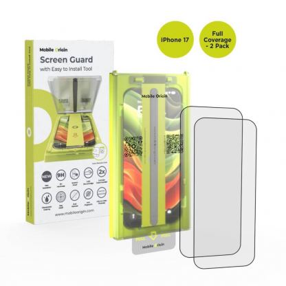 2 броя калени стъклени защитни покрития за дисплея на iPhone 17 - Mobile Origin Screen Guard Full Cover Tempered Glass With Applicator 2 Pack (черен-прозрачен)