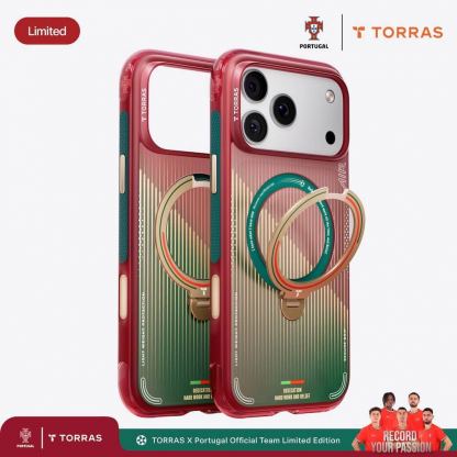 Удароустойчив хибриден кейс с MagSafe за iPhone 17 Pro Max - Torras Ostand Q3 Air World Cup Limited Edition MagSafe Case (червен-зелен)
